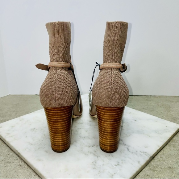 Cole Haan Tan Camille Knit Leather Ankle Bootie - Picture 5 of 9